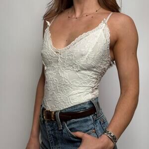 Winslor White Lacy Bodysuit -  XS